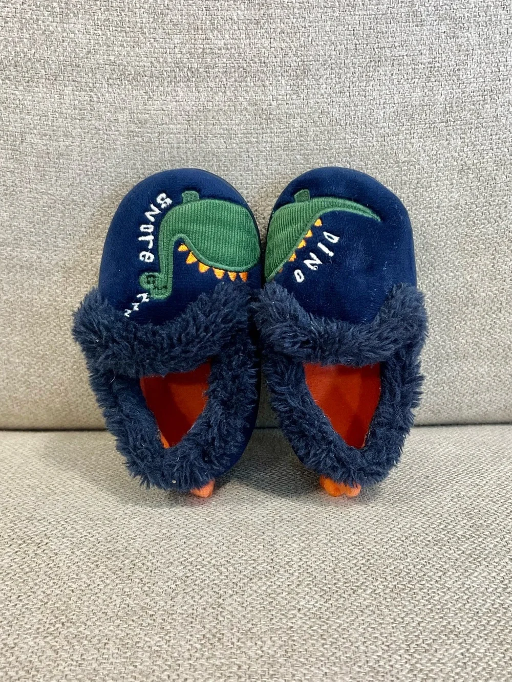 Wonder Nation Dino Snores Fuzzy Slippers Toddler Size 5-6 GUC